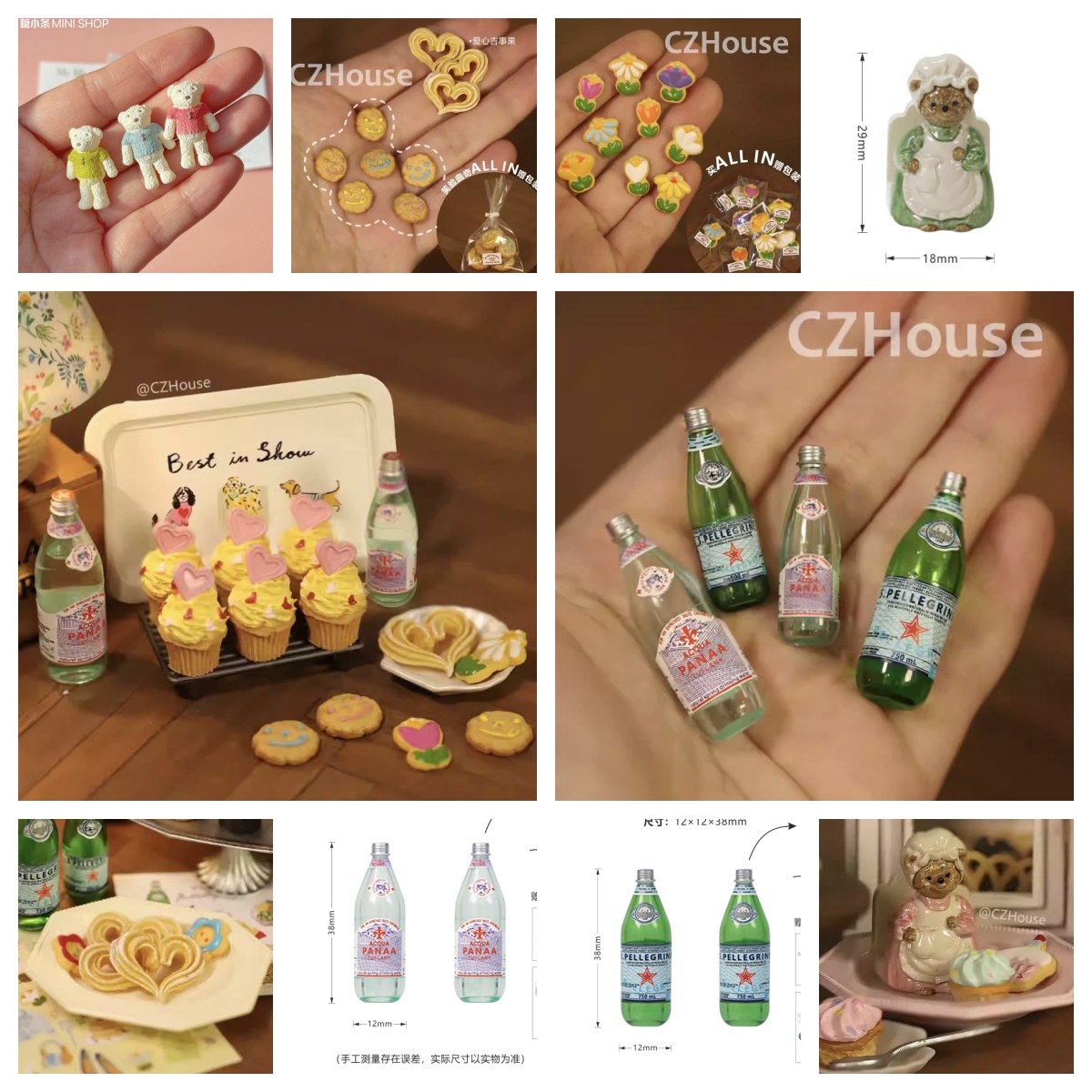 Resin Art Bottle - مجموعة حلويات مصغرة بمقياس 1/6: كعكة