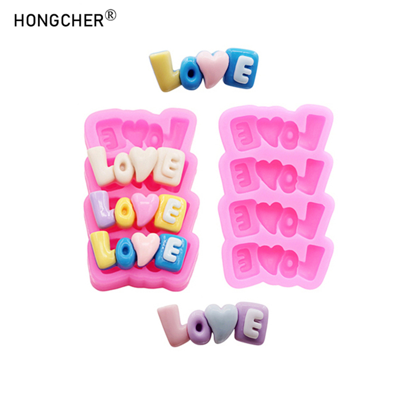 Resin Art Letters - قالب سيليكون بتصميم حروف الحب لصنع