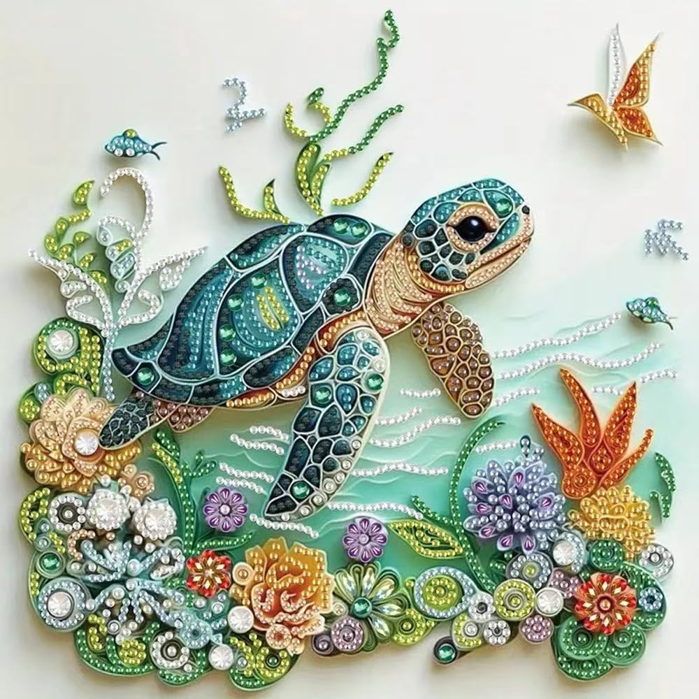 Resin Art And Deco - مجموعات رسم بالألماس على شكل سلحفاة