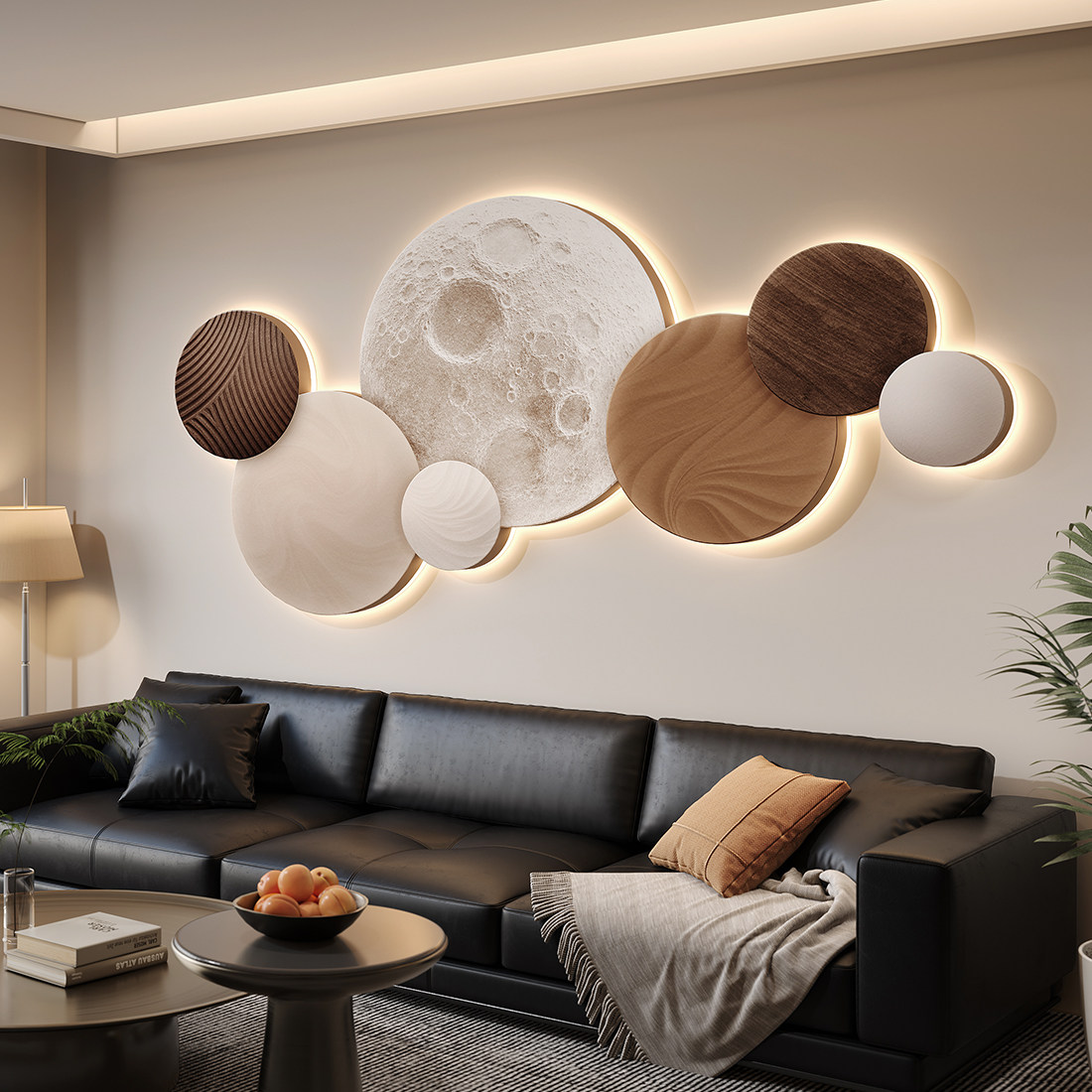 Resin Art On Wood - ديكور غرفة نوم على شكل قمر،