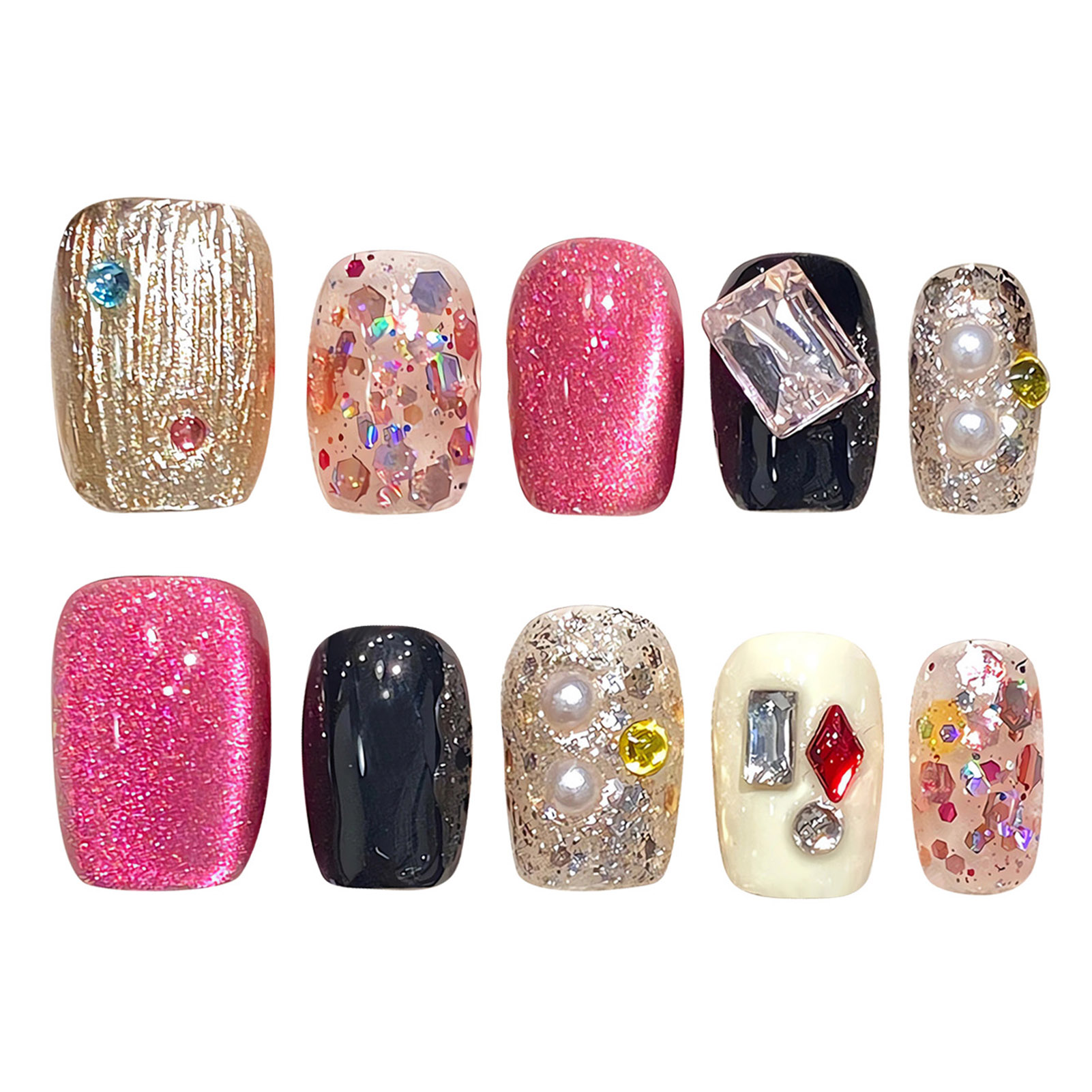 أظافر بالضغط مصنوعة يدويًا ، ت - مراجعة Resin Art Glitter وسعره
